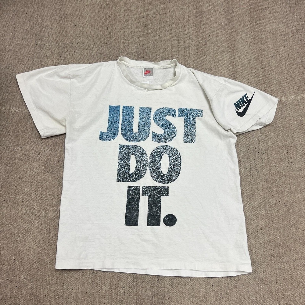 Vintage Nike Just Do It Shirt Mens‎ Large White 90s Gray Tag Spell Out